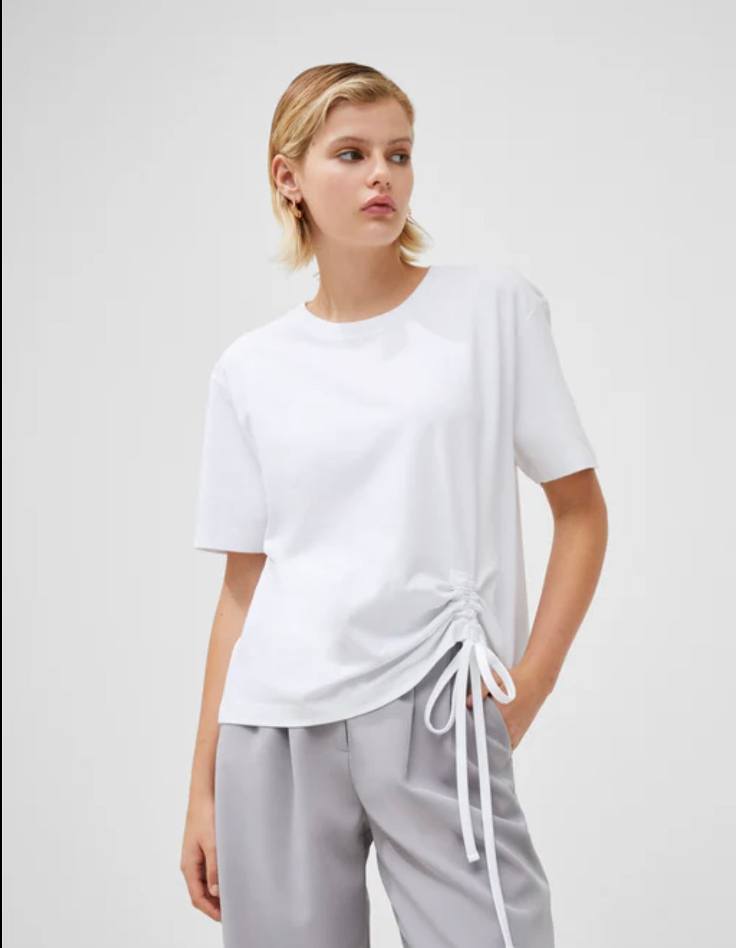 French Connection - Rallie Rouched T-Shirt - Linen White