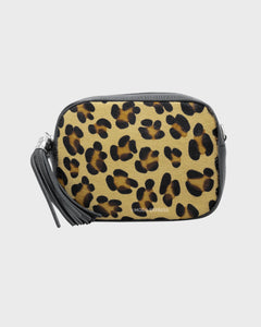 Animal Print Leather Rectangle Tassel Crossbody