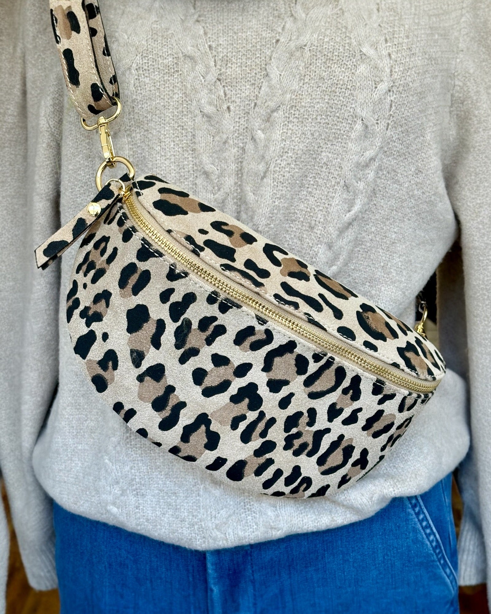 Leopard Print Leather Bum Bag