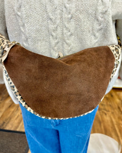 Suede Half Moon Bag