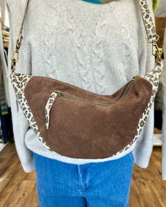 Suede Half Moon Bag