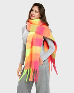 Cosy Check Blanket Tassel Scarf