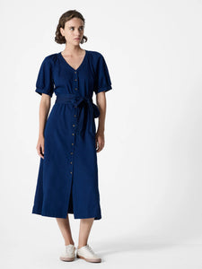 French Connection - Zaves Chambray Denim V Neck Midi Dress