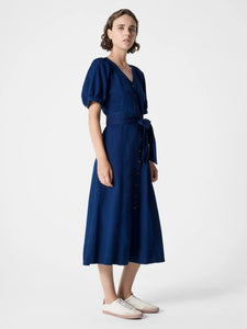 French Connection - Zaves Chambray Denim V Neck Midi Dress