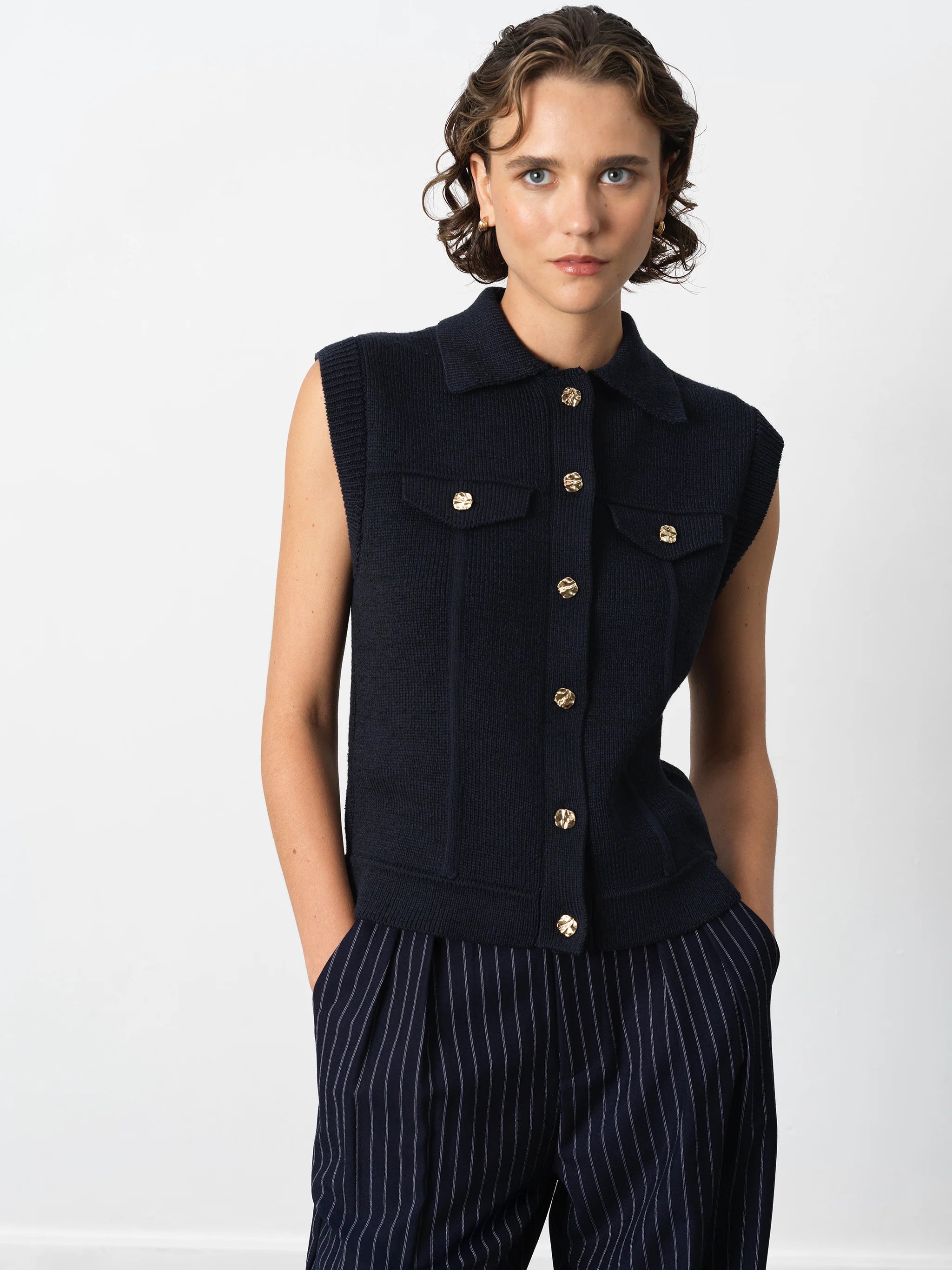 French Connection - Roland Knit Collared Gilet