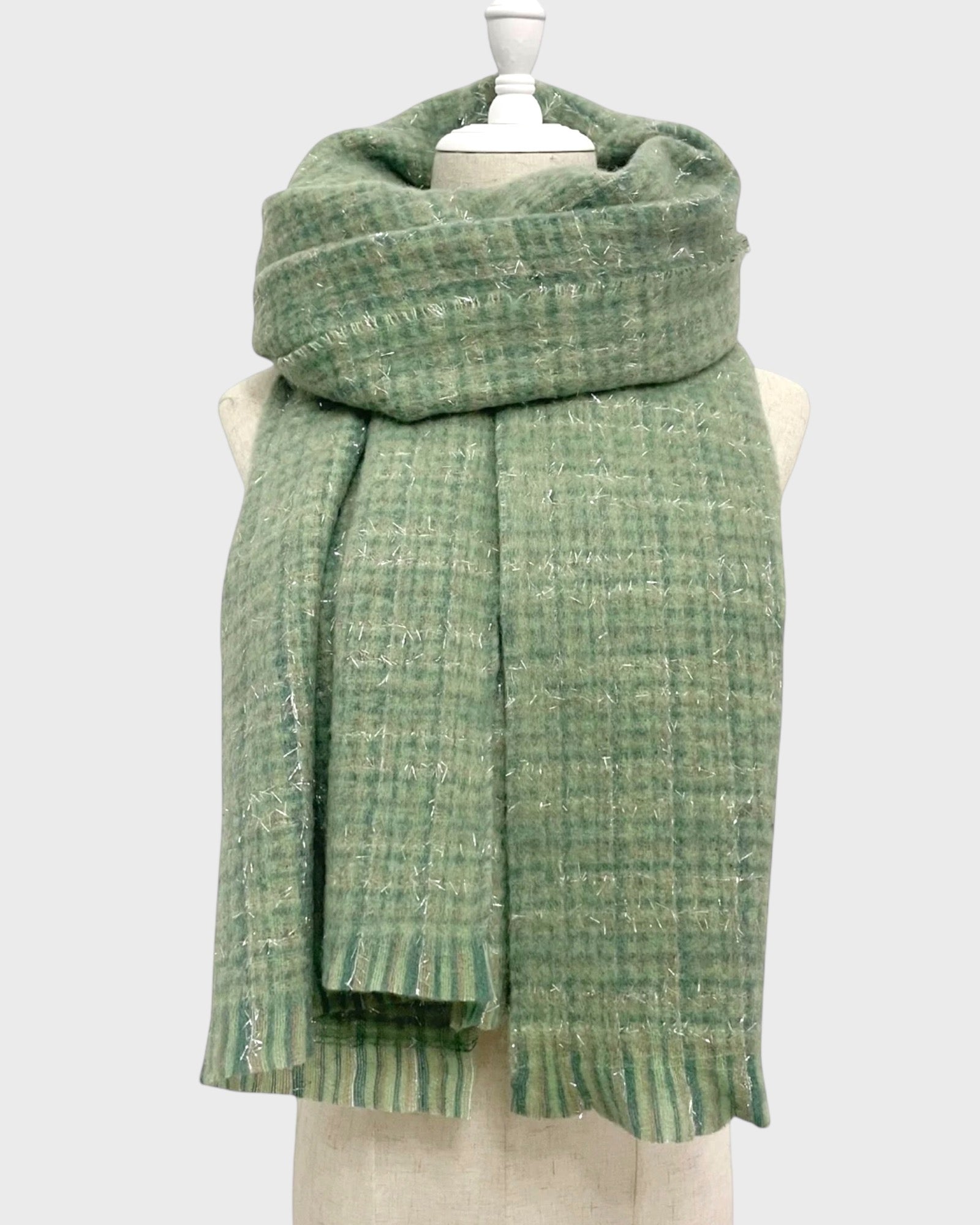 Metallic Thread Scarf - Green