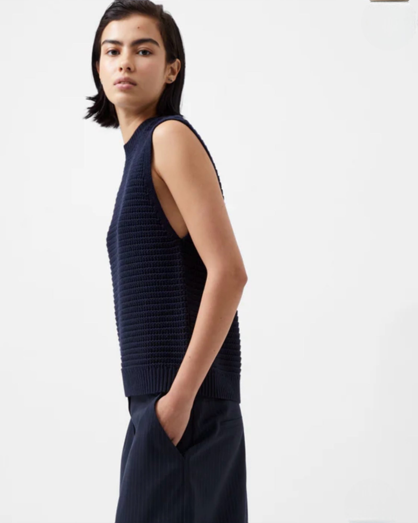 French Connection - Manda Open Knit Vest - Marine