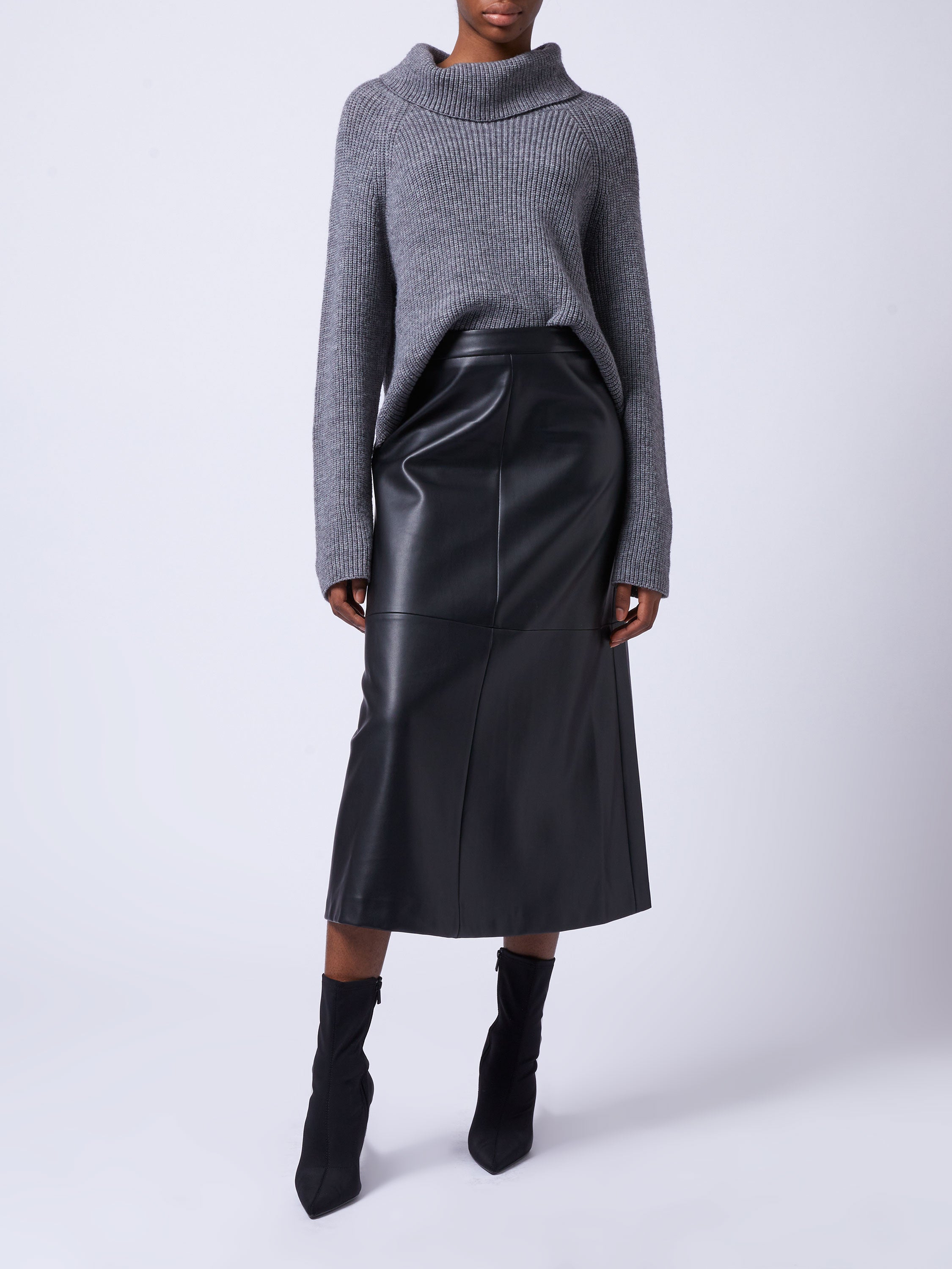 French Connection - Crolenda PU Midi Skirt - Blackout