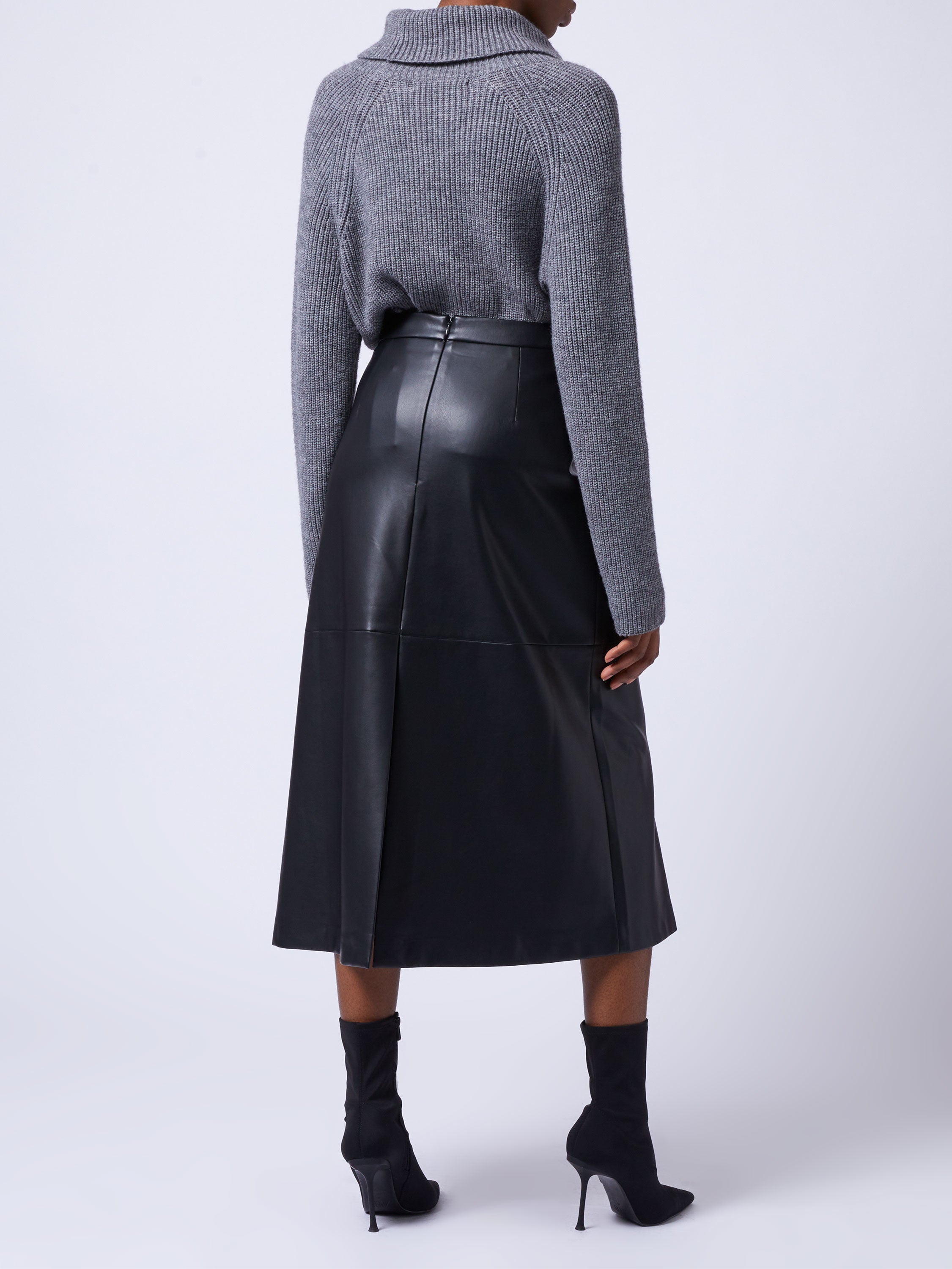 French Connection - Crolenda PU Midi Skirt - Blackout