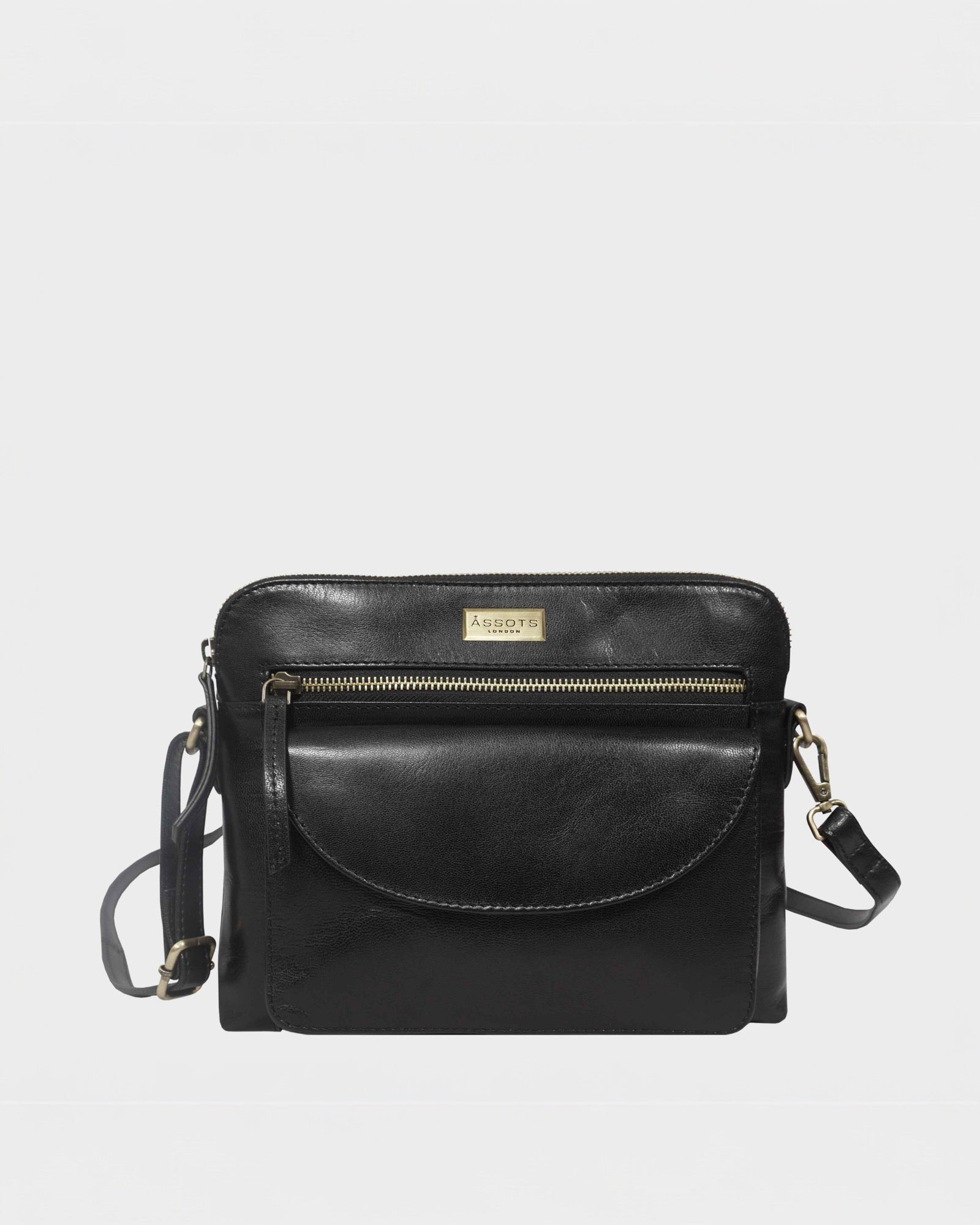 Assots London - JEAN Vegetable Tanned Real Leather Crossbody Bag - Black