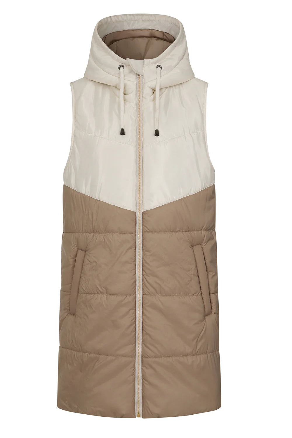 Alice Collins - Olga Two Tone Gilet - Dove & Oat