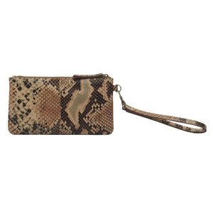 Assots London - Karen Leather Wristlet Clutch Bag - Tan Snake