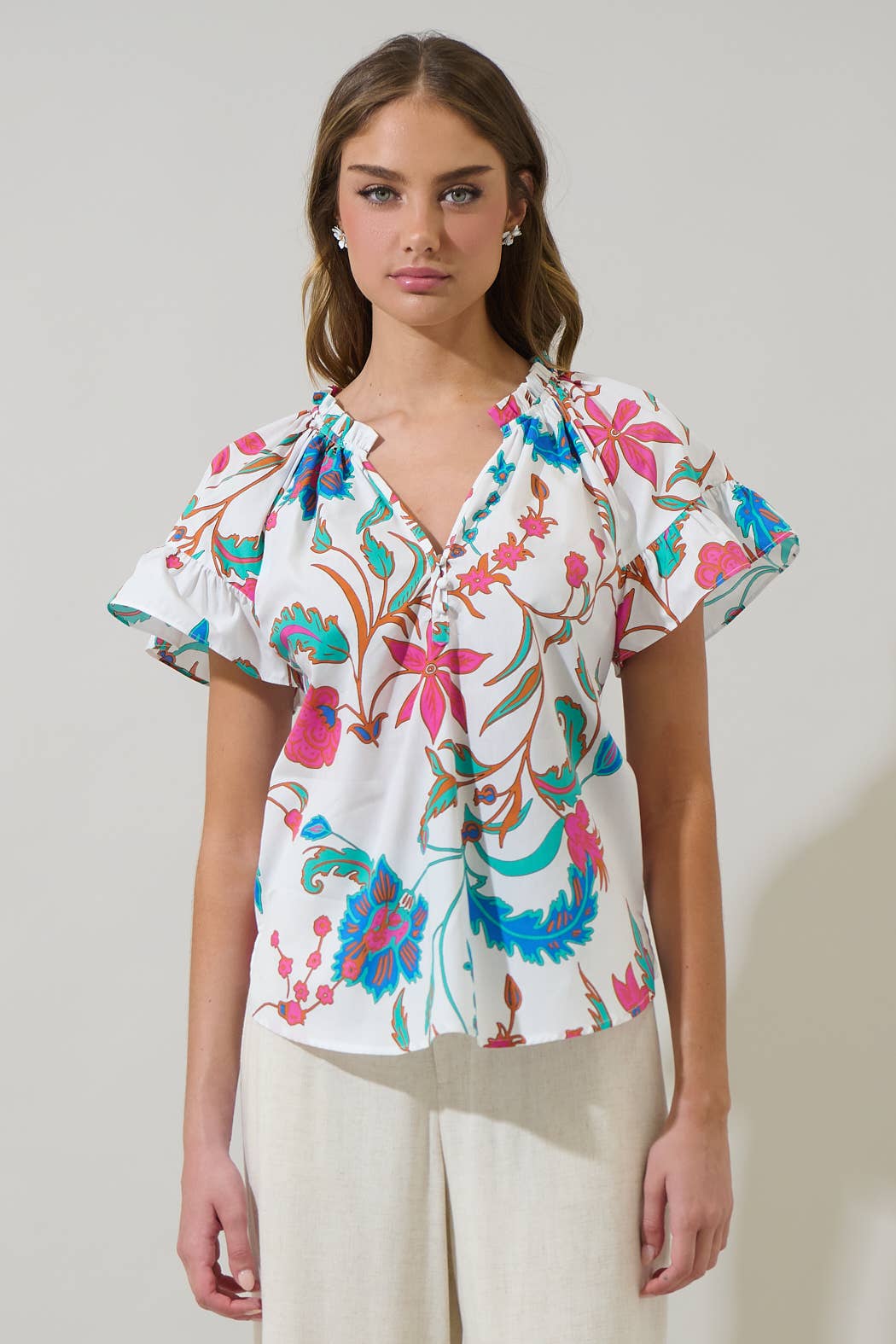 SL - Izzie Floral Macy Ruffle Top