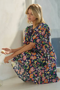 Oddi - Multi Colored Floral Babydoll Mini Dress