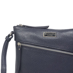 Assots London - ROSY Pebble Grain Soft Real Leather Crossbody Bag - Navy