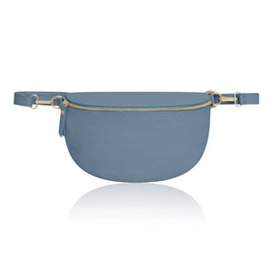 Genuine Leather Crossbody Bum Bag - Denim Blue