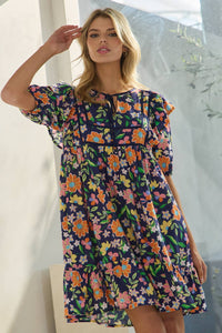 Oddi - Multi Colored Floral Babydoll Mini Dress