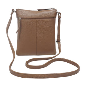 Assots London - ROSY Pebble Grain Soft Real Leather Crossbody Bag - Tan