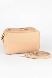 Naomi Leather Crossbody Bag - Beige