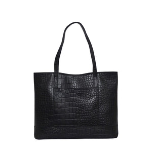 Assots London - HELENE Croc Leather Tote Bag - Black